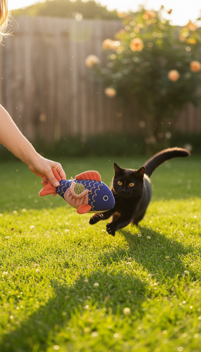 Catnip Infused Plush Toy in use
