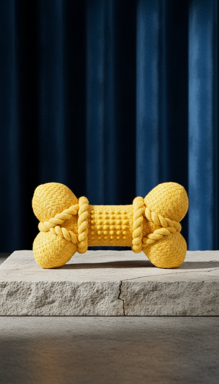 Golden Yellow Plush Dog Toy in a new setting