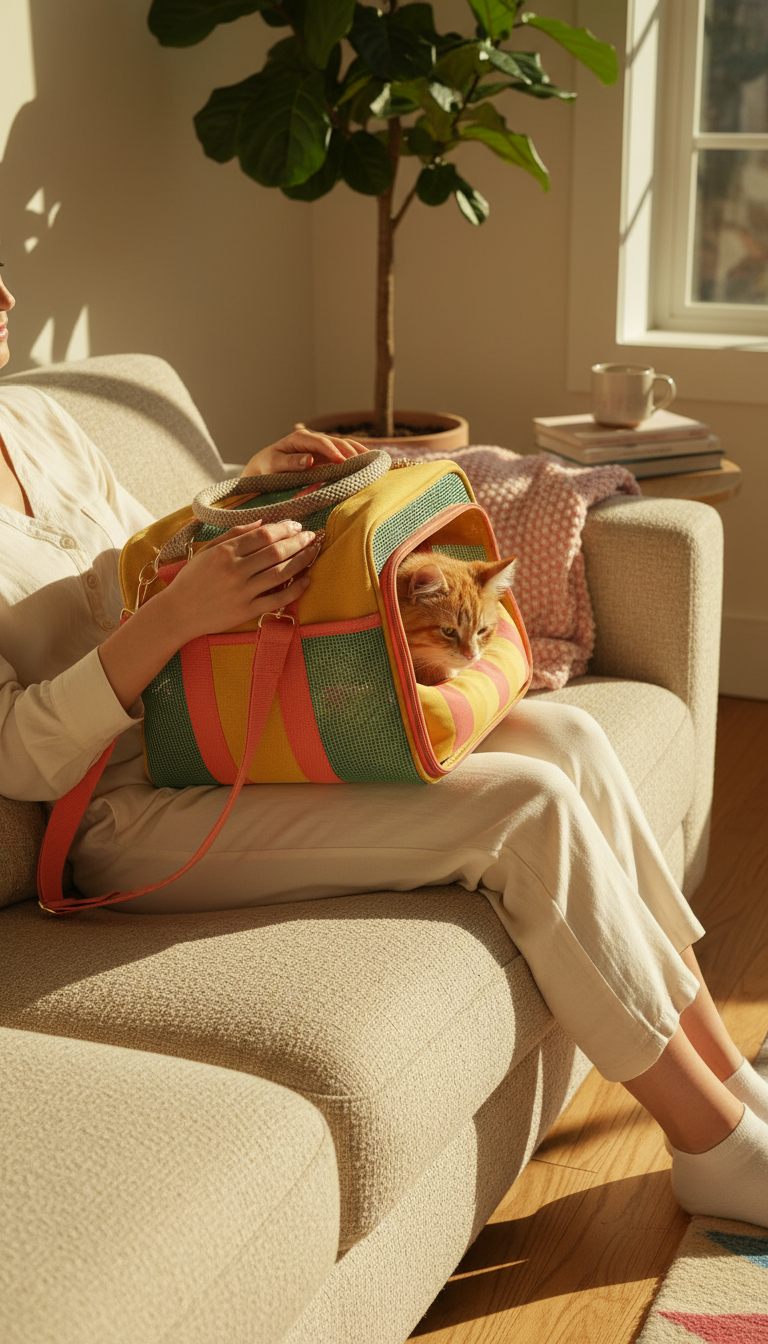 Fashionable Pet Carrier Bag in use