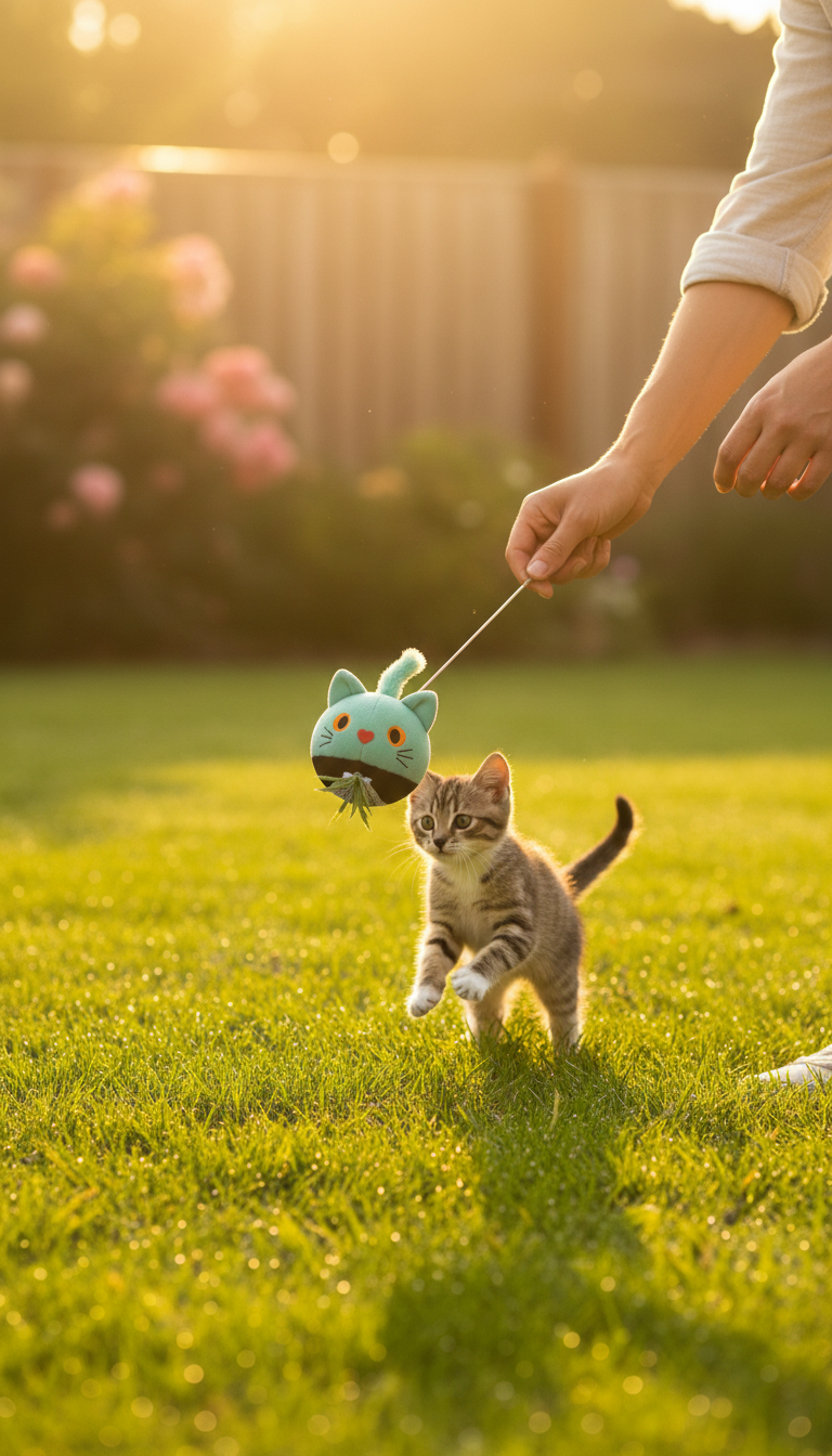Mint Sage Interactive Cat Toy in use