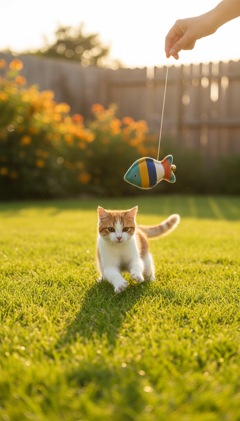 Durable Cat Toy with Feather Detail in use
