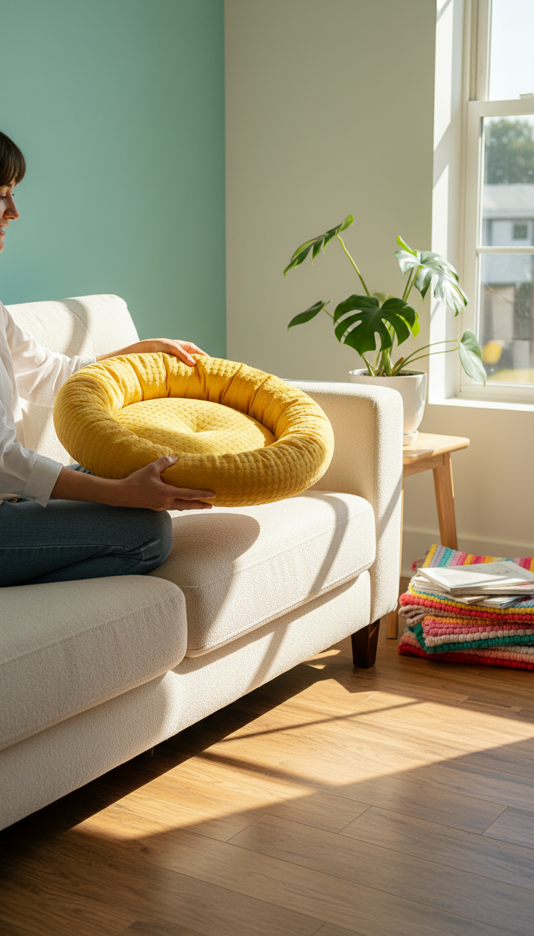 Sunny Yellow Pet Bed in use