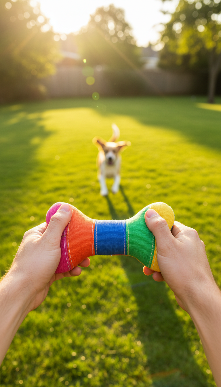 Vibrant Chew Toy in use